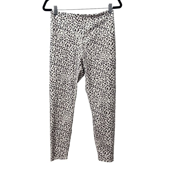 Purple & Black Dalmatian Print Stretch Leggings Athletic Wear Womens Size Large - Picture 1 of 6